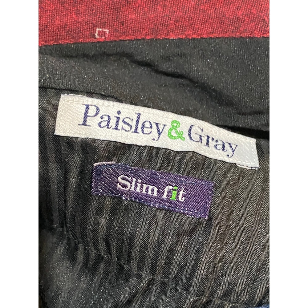 Paisley & Gray Mens Slim Fit Navy Blue Linen Blend Dress Pants Trousers 33x32 - Picture 7 of 9